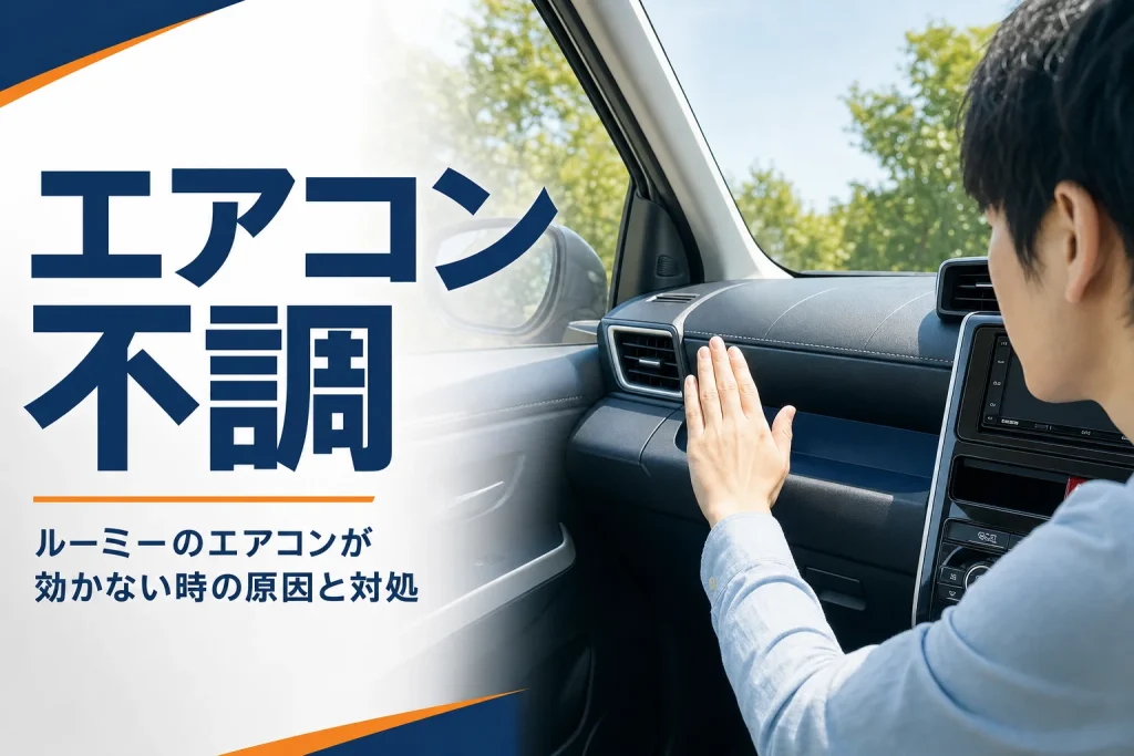 ルーミーのエアコンの風を手で確かめるイメージ
