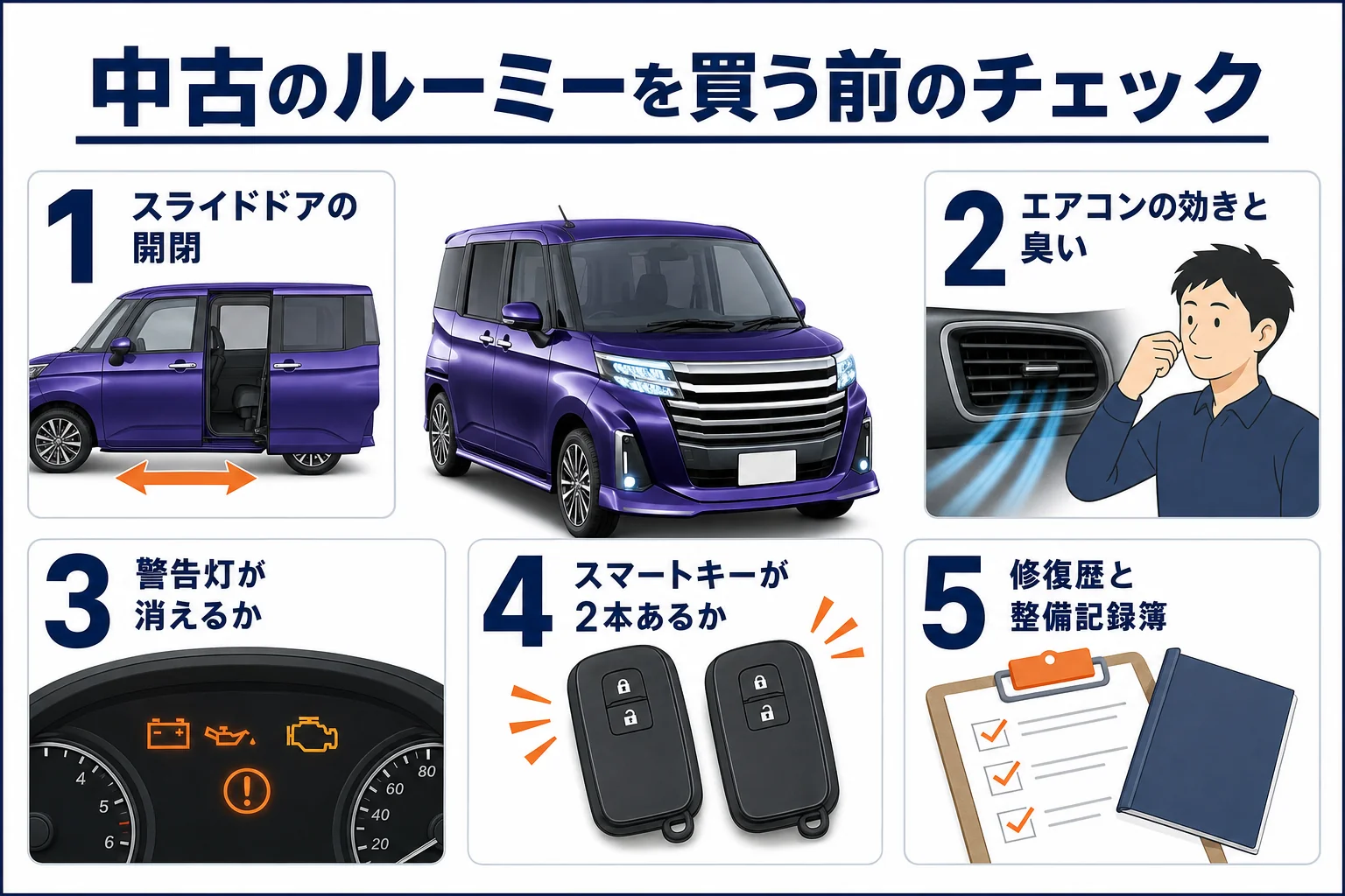 ルーミーの中古車を買う前に確かめたいポイントをまとめた図解