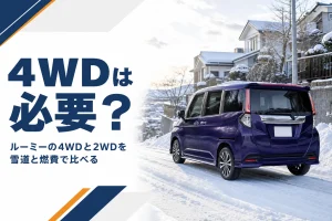 ルーミーの4WDが雪の坂道を走るイメージ