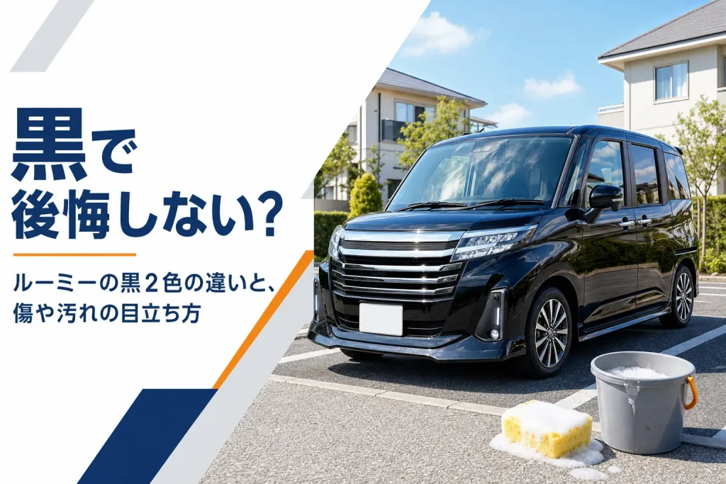 黒いルーミーと洗車道具のイメージ