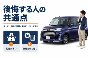 ルーミーで後悔しやすい2つのパターンを示したアイキャッチ