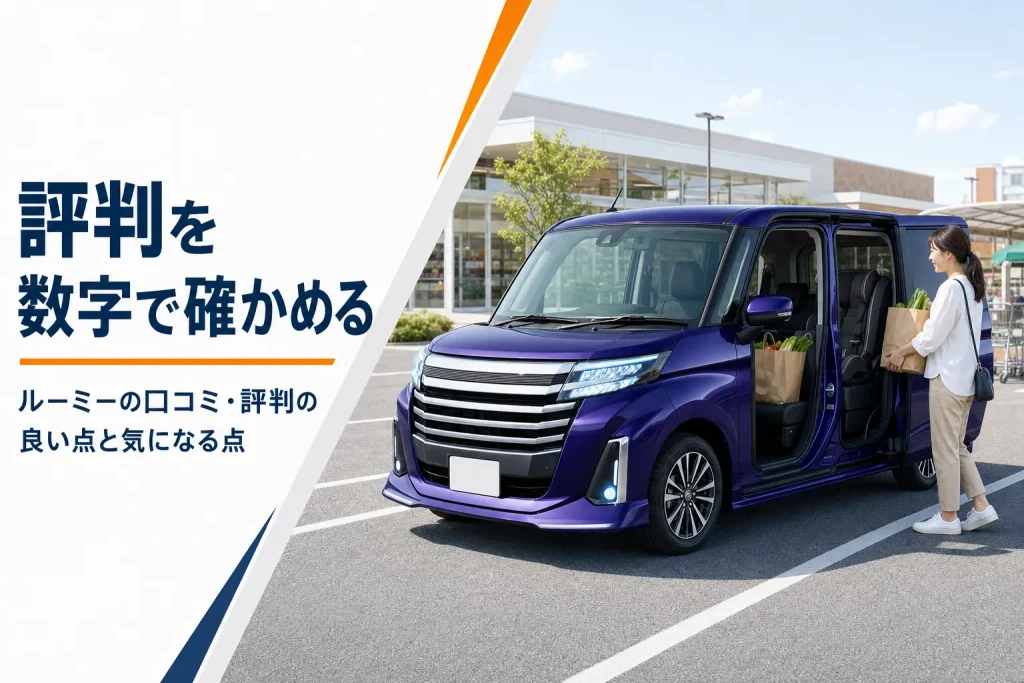 スライドドアを開けたルーミーと家族の買い物のイメージ