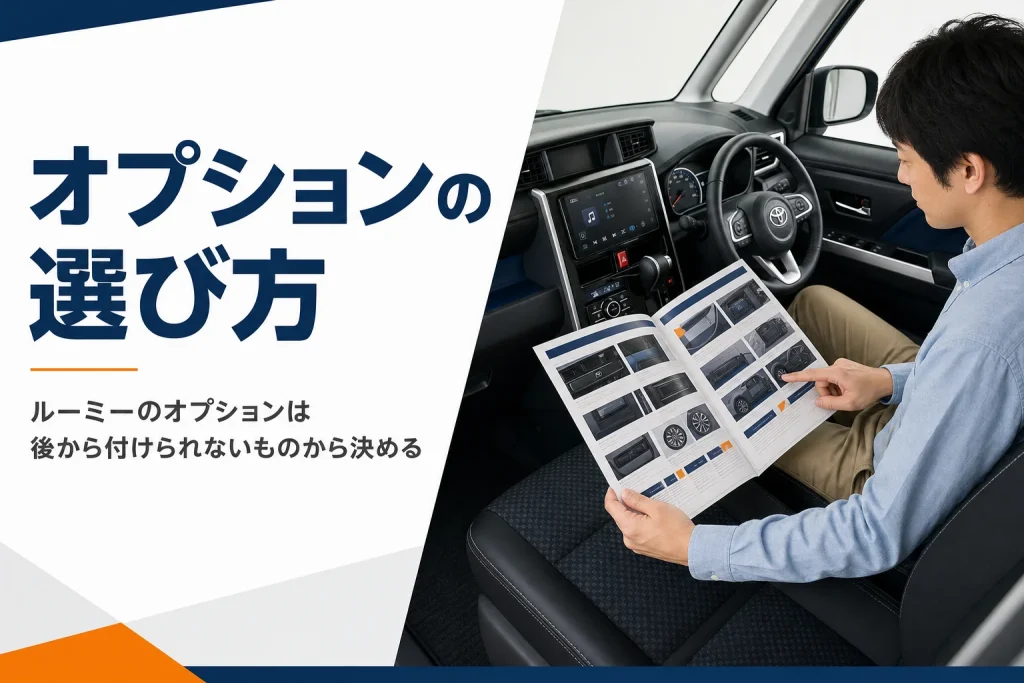 ルーミーのオプションカタログを見ながら装備を選ぶイメージ