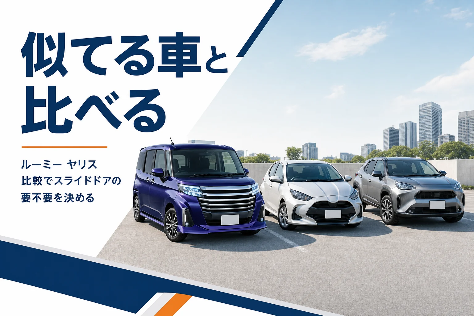 ルーミーとハッチバック、小型SUVを並べたイメージ
